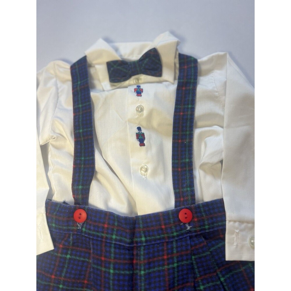 Vintage Great Guy Infant Nutcracker Embroidered Plaid Suspender Outfit USA 18M - Picture 8 of 15